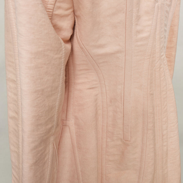 PRADA 2022 Runway Opal Slub pink wash canvas lace up corset jacket IT36 XXS