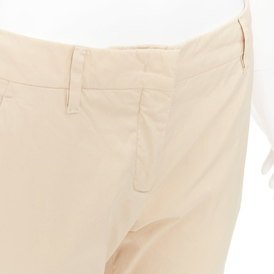 PRADA 2020 beige light cotton blend white taped logo cropped pants IT40 S