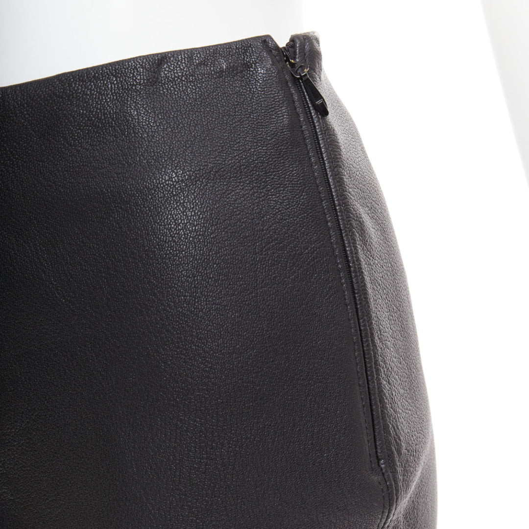 ACNE STUDIOS 2016 Franca black leather silver zip pencil skirt FR32 XXS