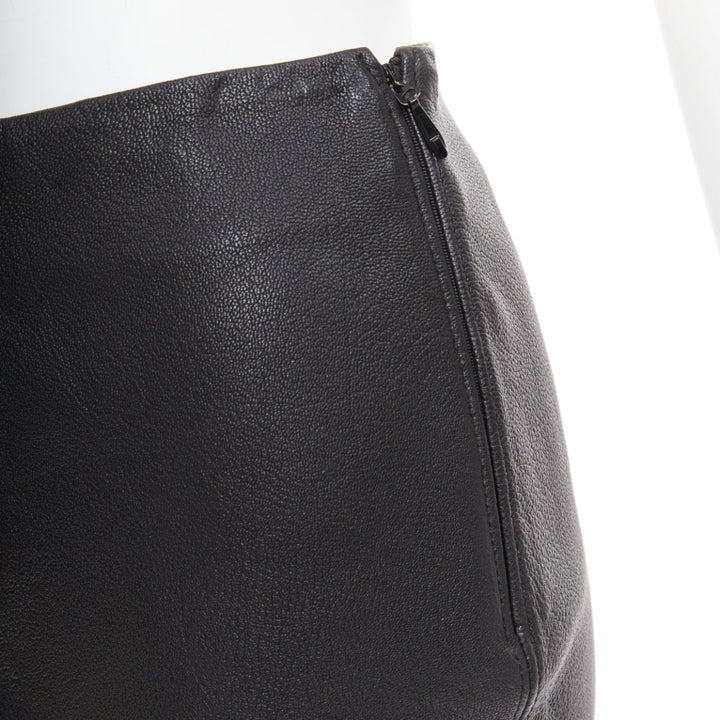 ACNE STUDIOS 2016 Franca black leather silver zip pencil skirt FR32 XXS