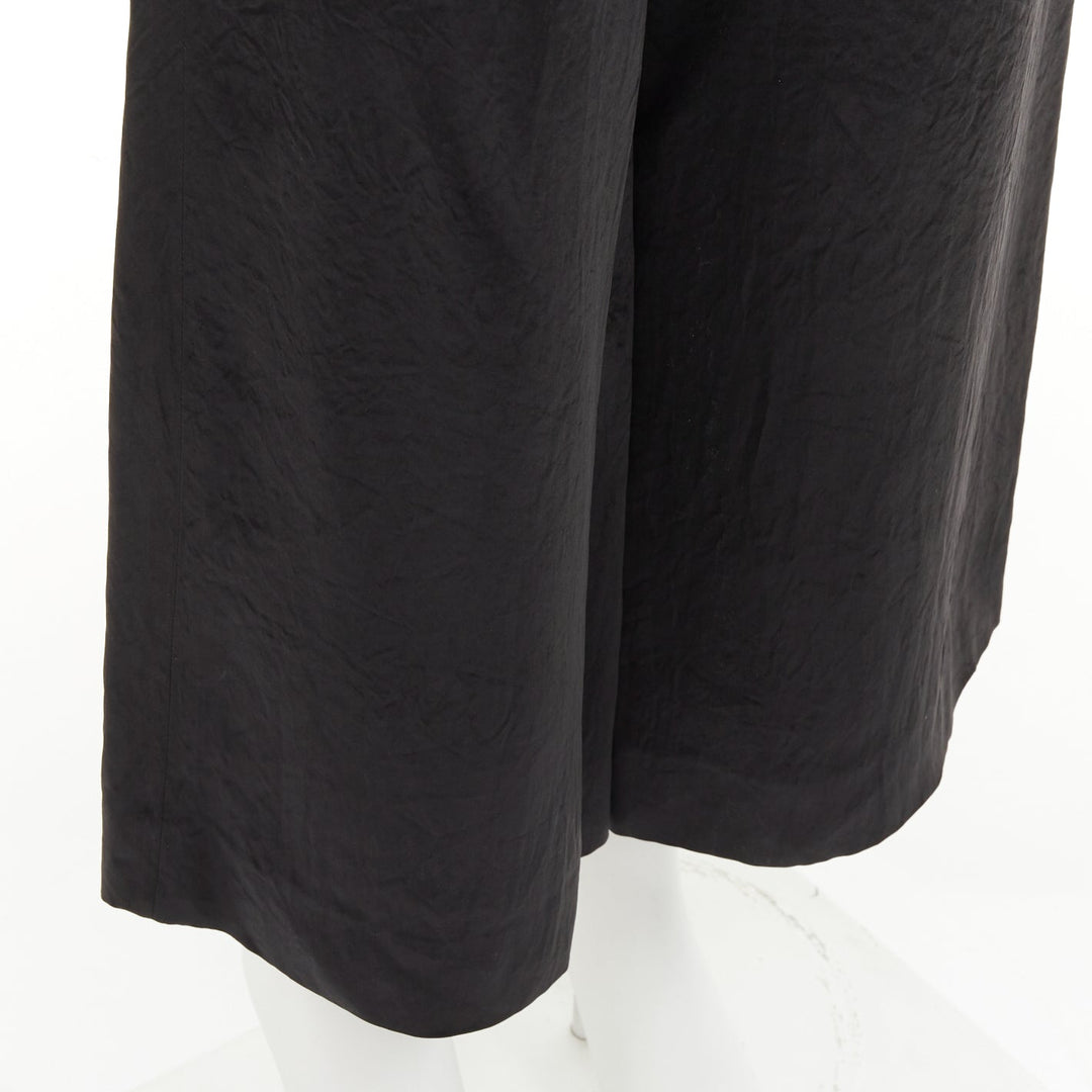 CHANEL 2021 Runway black silk wide leg cc resin button sailor trousers FR34 XS