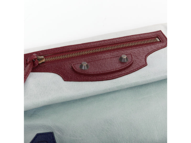 BALENCIAGA a Motocross Classic Envelope Clutch blue burgundy foldover bag