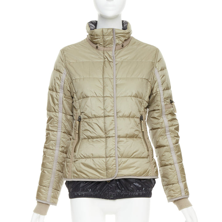 FRAUENSCHUH Limited Edition handcrafted khaki nylon zip snow puffer jacket XS