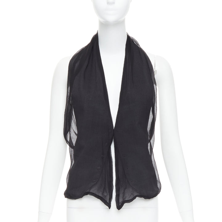 rare MAISON MARGIELA ARTISANAL Vintage black silk overlay tromp loeil waistcoat