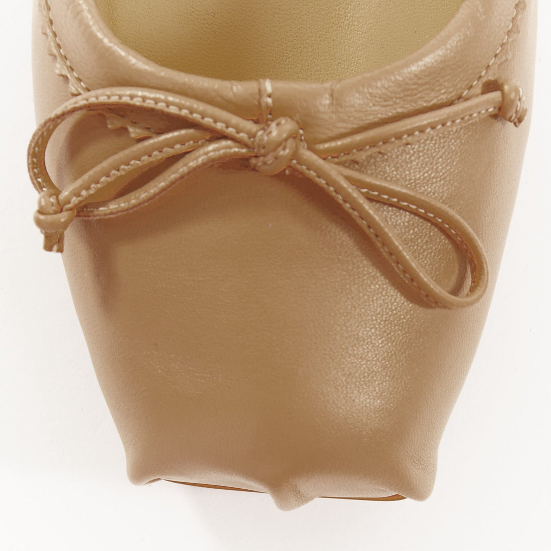 CHRISTIAN LOUBOUTIN Mamadrague nude lamb nappa square toe ballet flats EU39.5