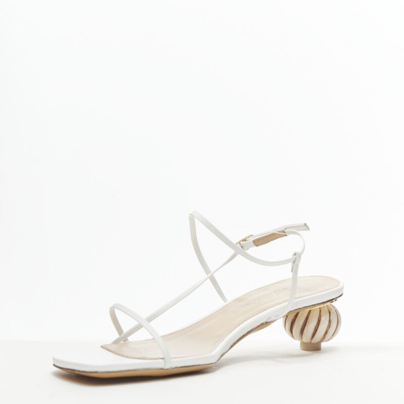 JACQUEMUS Les Sandales white minimal decorative ball heel sandal EU38