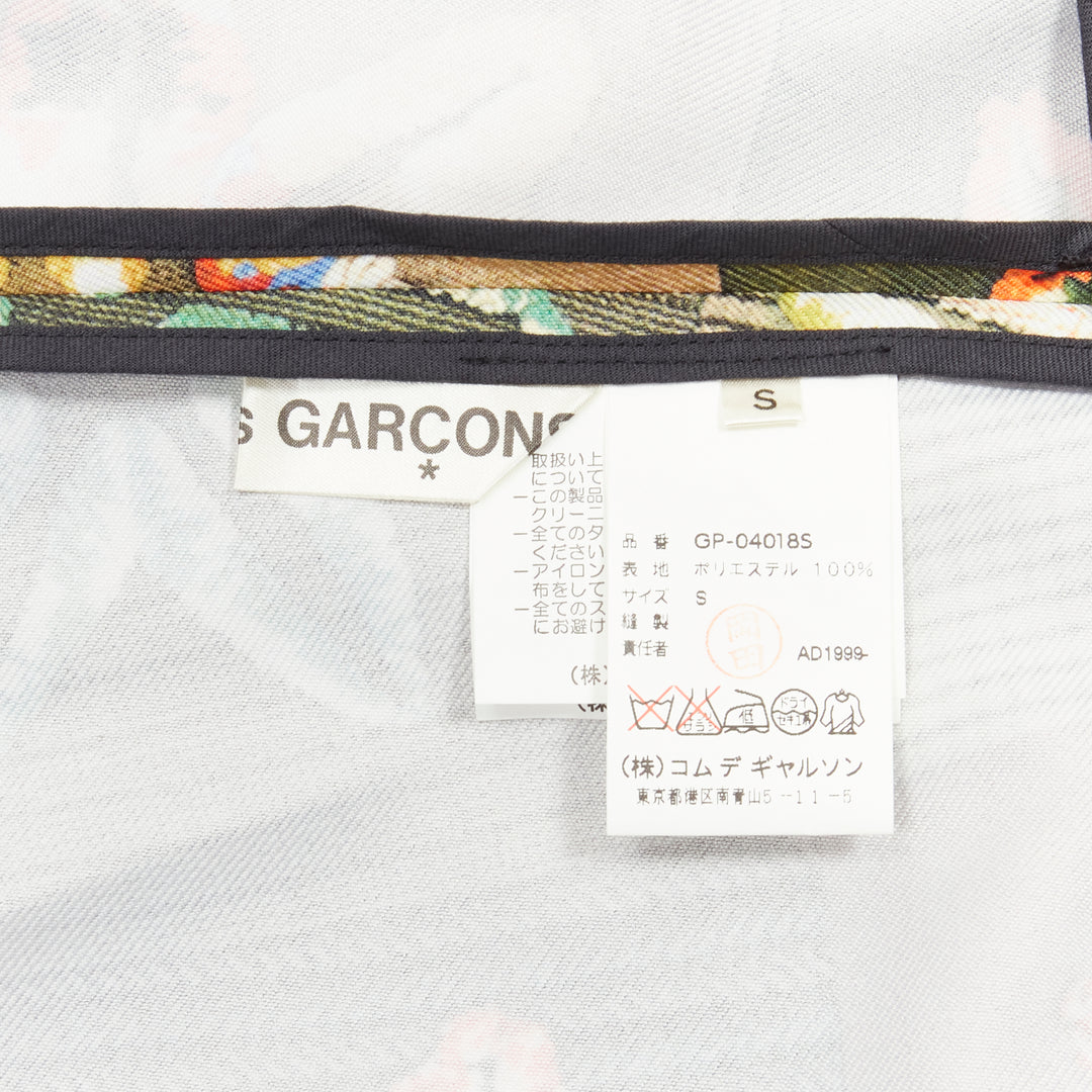 COMME DES GARCONS 1999 Vintage Runway orange green floral wrap front pants XS