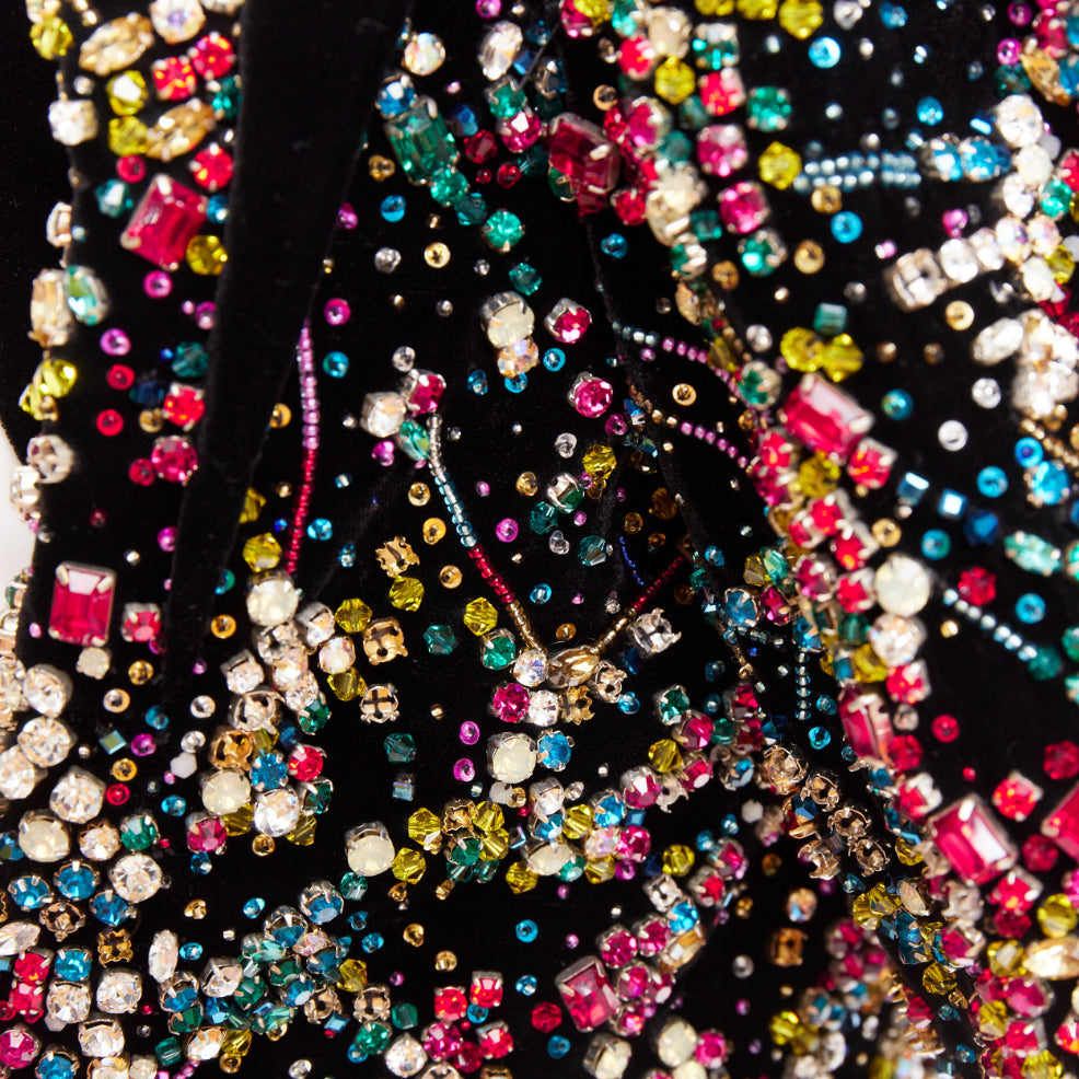 rare ALEXANDRE VAUTHIER COUTURE SS2021 Runway black velvet crystal crop jacket