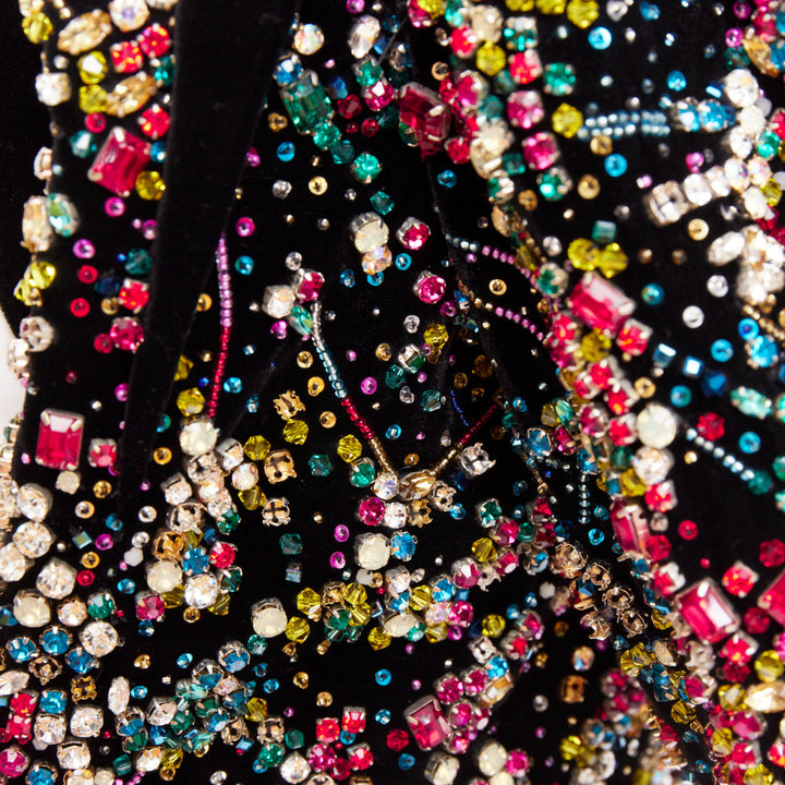 rare ALEXANDRE VAUTHIER COUTURE SS2021 Runway black velvet crystal crop jacket