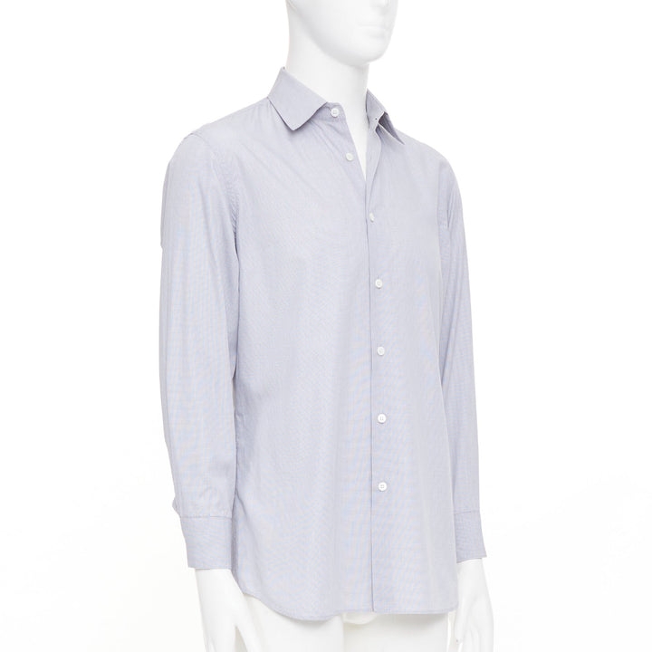PRADA grey cotton micro checks long sleeve tailored formal collared shirt EU39 M