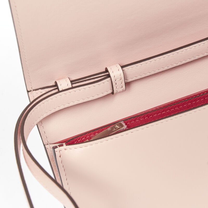 CHRISTIAN LOUBOUTIN Macaron pink gold spike stud flap wallet clutch bag