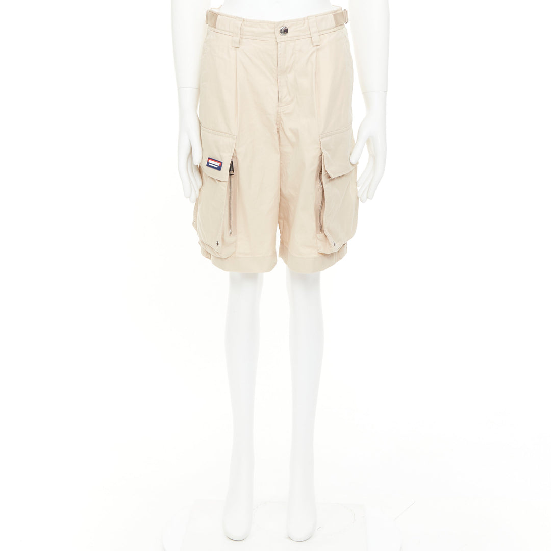 BURBERRY soft fawn beige technical cotton Billy multi pocket cargo shorts T44 XS
