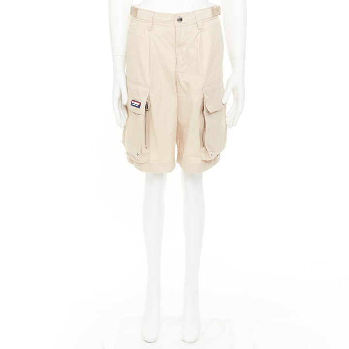BURBERRY soft fawn beige technical cotton Billy multi pocket cargo shorts T44 XS