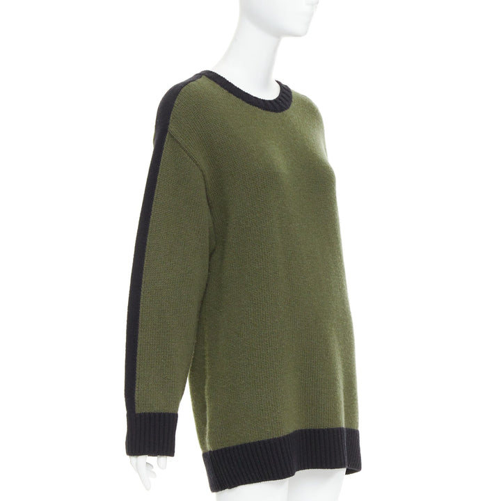 CHRISTIAN DIOR J'adior 8 navy green wool cashmere ringer sweater FR38 M