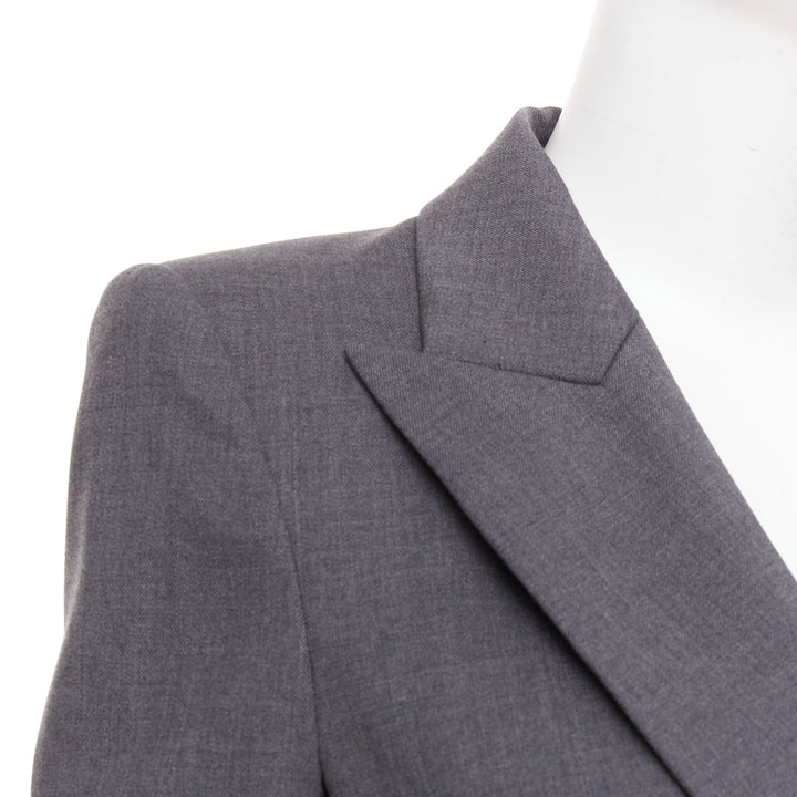 ALEXANDRE VAUTHIER grey wool gold sunburst buttons double breasted blazer jacket