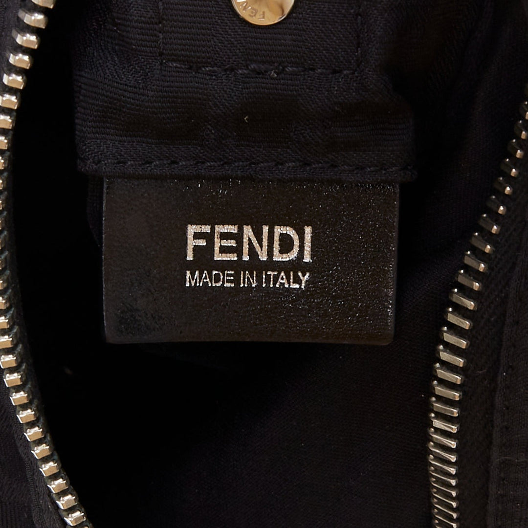 FENDI Vintage black FF Zucca monogram leather trim crossbody messenger bag