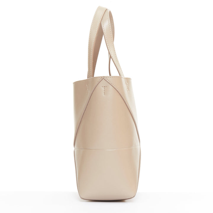 LOEWE 2023 Mini Puzzle Fold Tote sand grey leather gold logo top handle bag