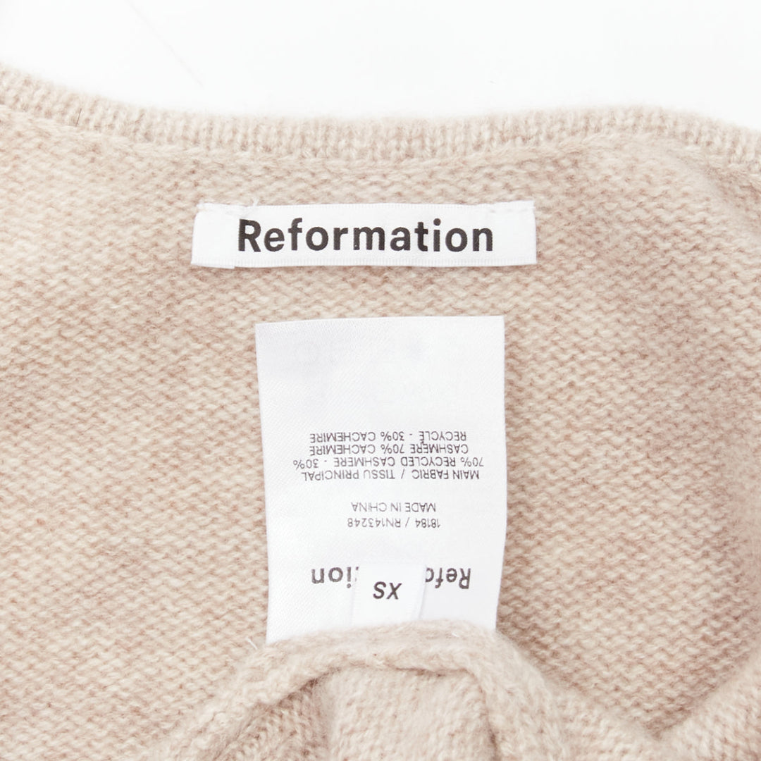 REFORMATION Varenne 100% recycled cashmere scoop neck cropped tank top XS