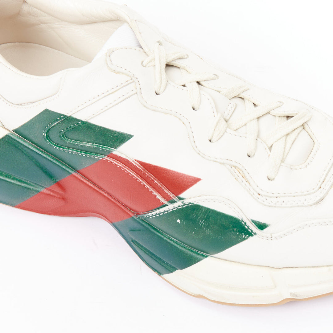 GUCCI Rhyton off white green red web print chunky sneakers UK8.5 EU42.5