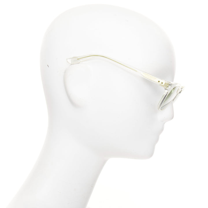 BLANC.. B0009 clear frame gold textured hardware green lens square sunglasses