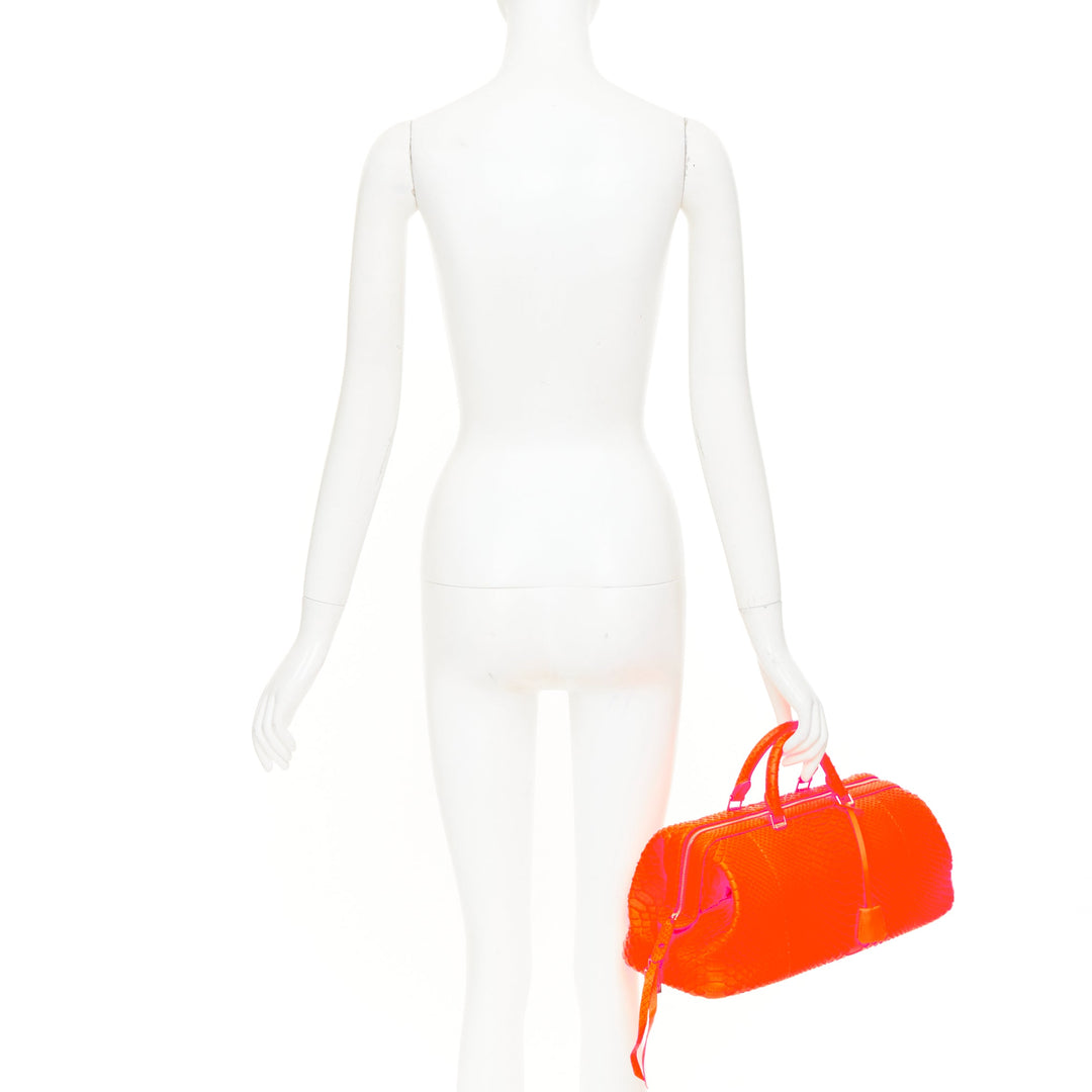 CELINE 2011 Runway Phoebe Philo I Need A Doctor neon orange matte python bag