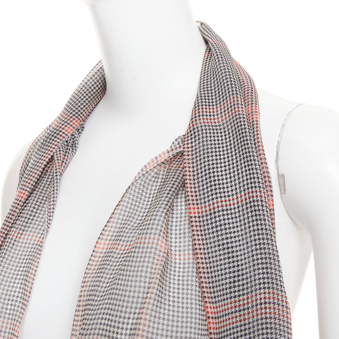 ALEXANDRE VAUTHIER COUTURE Runway grey red silk houndstooth wrap tie halter top