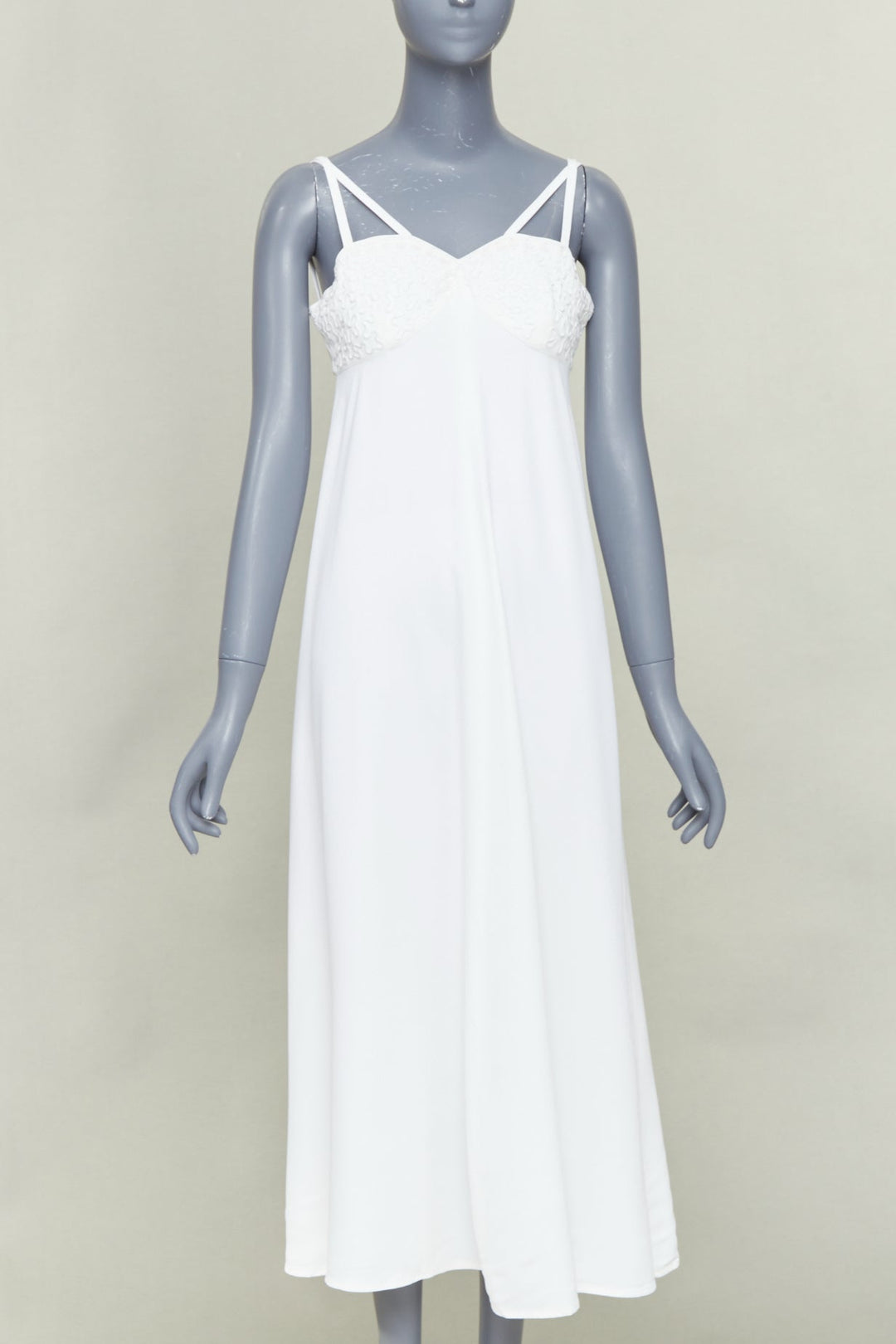 EPISODE white viscose blend lace bust spaghetti strap maxi dress US0 XS
