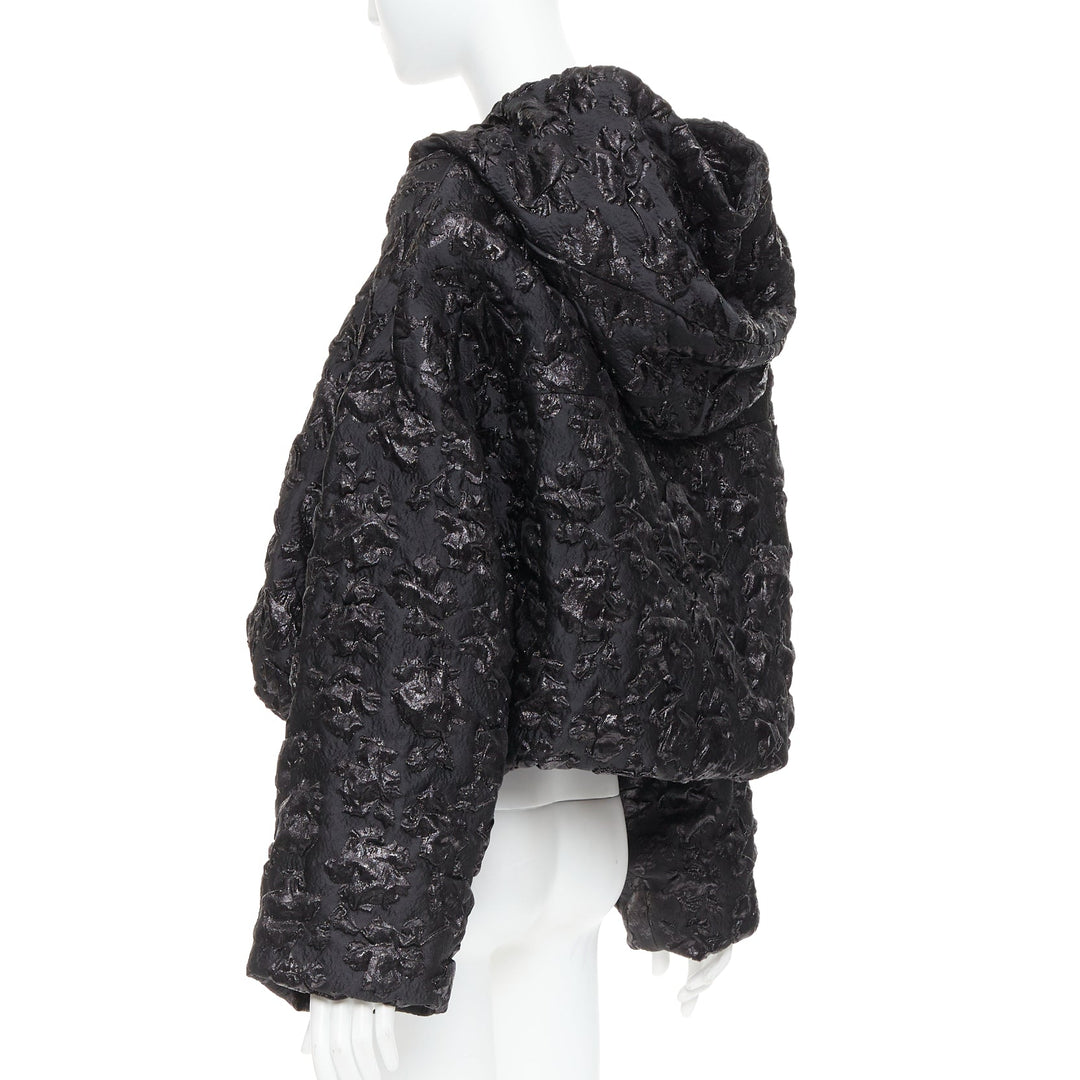VALENTINO Pier Paolo Piccioli 2022 black floral jacquard cropped hoodie IT42 M
