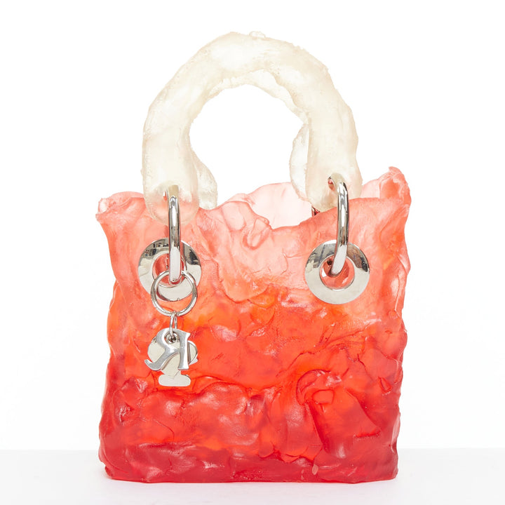 OTTOLINGER Otto handcrafted red clear ombre jelly hardware top handle bag