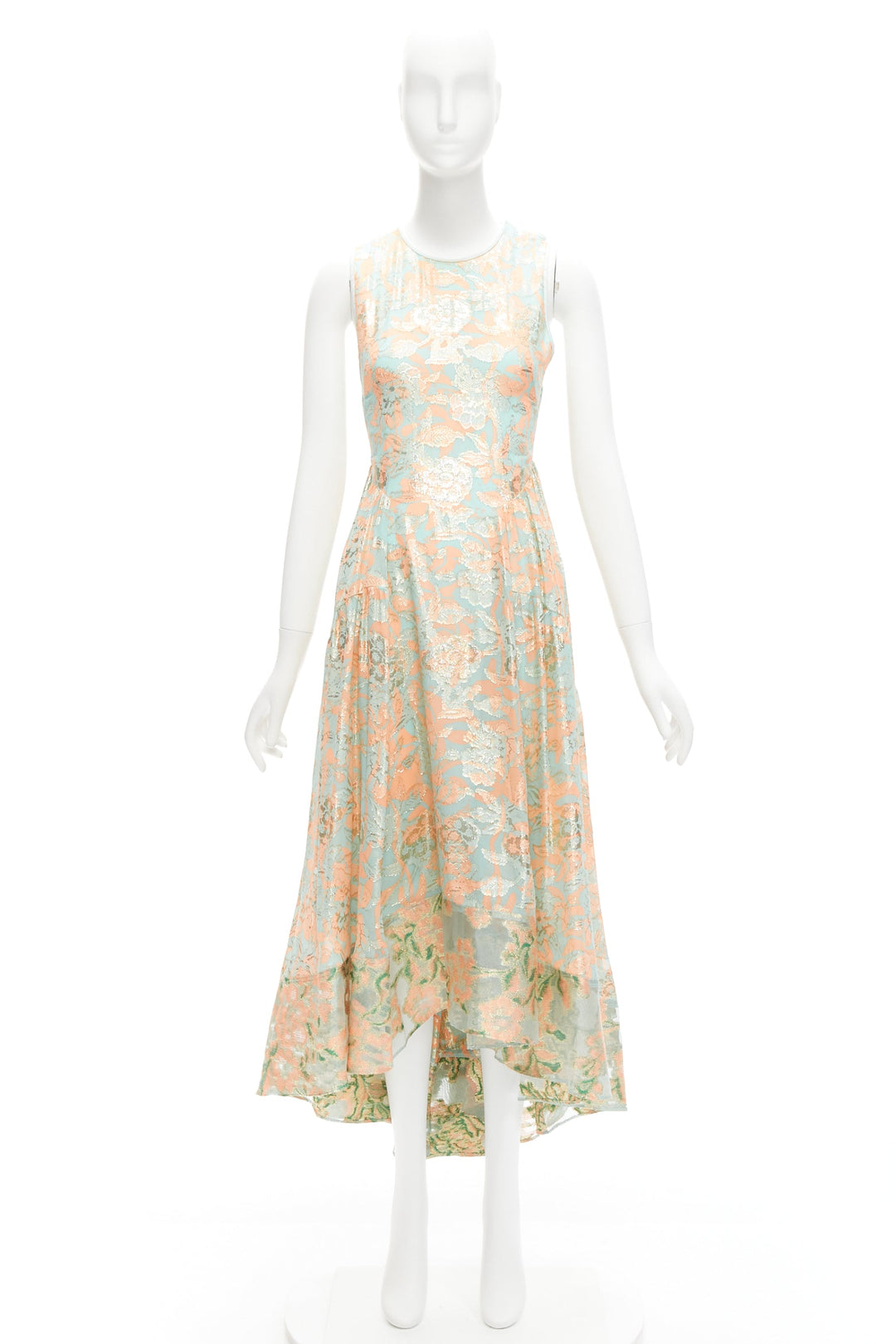 Female mannequin wearing Tory Burch Spring 2016 Runway Green Silk Women Casual Dress in Size US2 | Available at JHROP