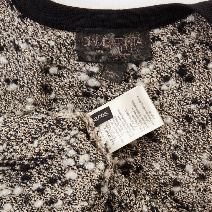 GIAMBATTISTA VALLI black metallic bronze wool boucle bordered cardigan IT38 XXS