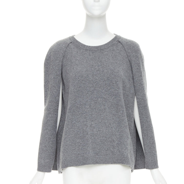 VALENTINO 100% cashmere grey cape back pullover sweater L