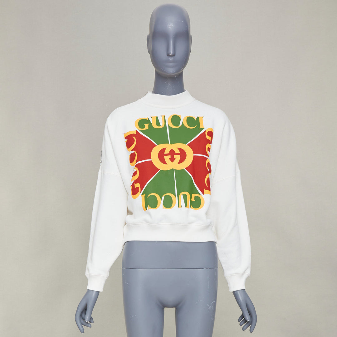 GUCCI 2022 Vintage Logo geometric graphic print zip shoulder sweatshirt IT40 S