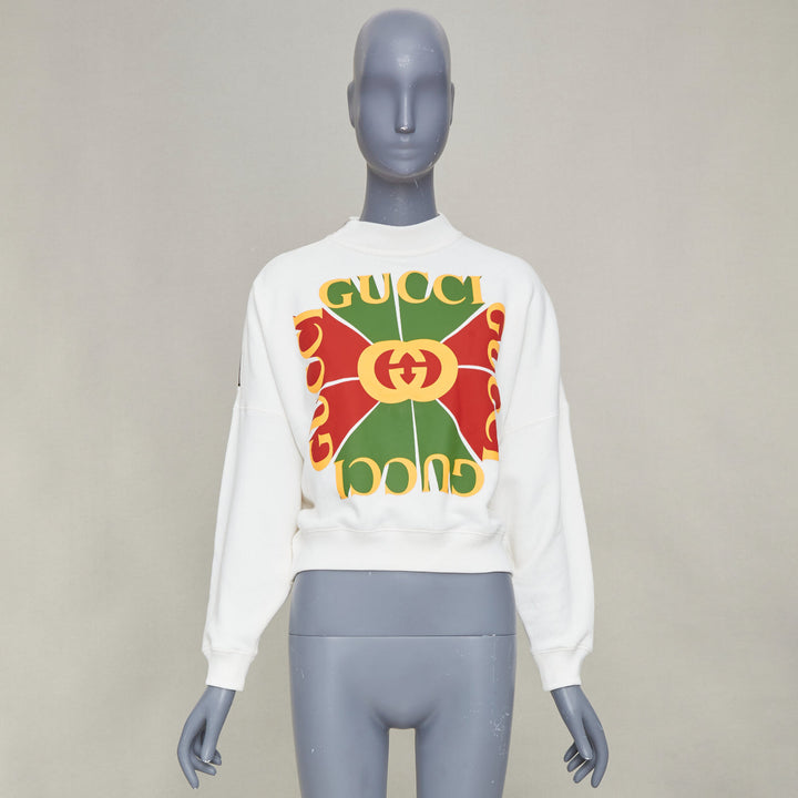 GUCCI 2022 Vintage Logo geometric graphic print zip shoulder sweatshirt IT40 S