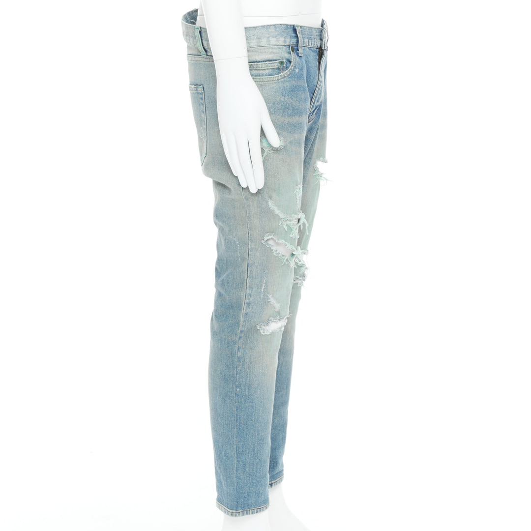 SAINT LAURENT D02 M/SK UW Cras Distressed blue ripped jeans 33"