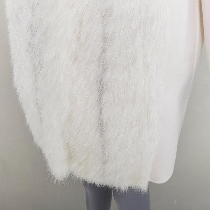 FENDI cream fox fur double faced cashmere long coat IT36 XXS