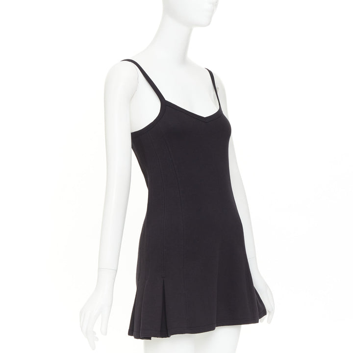 rare CHANEL 04P Sports Vintage CC logo black fleece flared pinafore dress FR36 S