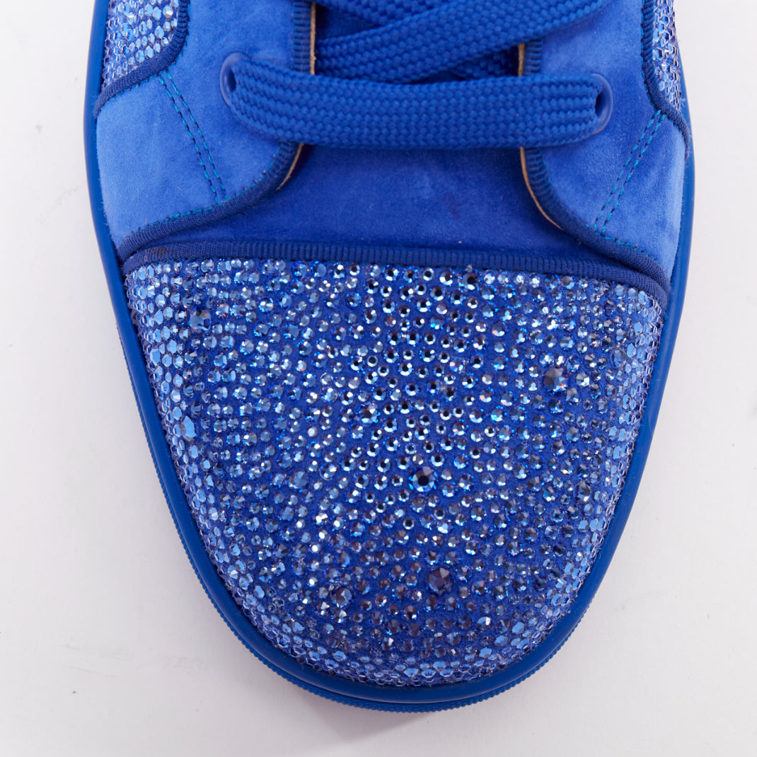 CHRISTIAN LOUBOUTIN Louis Orlato Strass sapphire cobalt crystal hi sneaker EU44