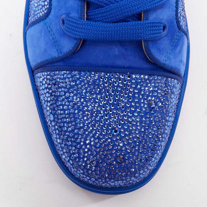 CHRISTIAN LOUBOUTIN Louis Orlato Strass sapphire cobalt crystal hi sneaker EU44