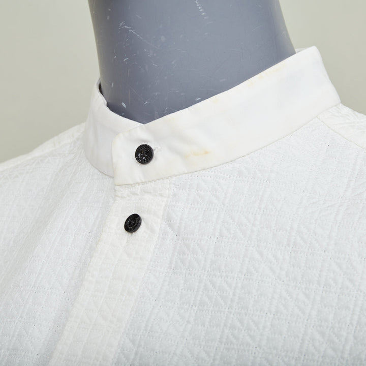 LOUIS VUITTON 2021 white cotton sleeveless mandarin collar shirt dress FR34 XS