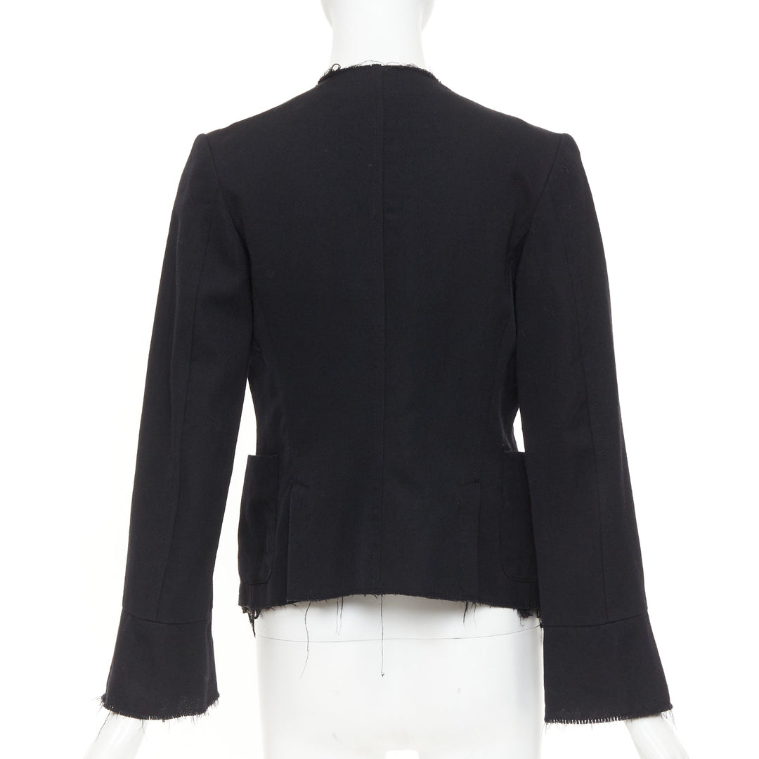 COMME DES GARCONS 2005 black wool lace mousseline open ruffle cropped jacket S
