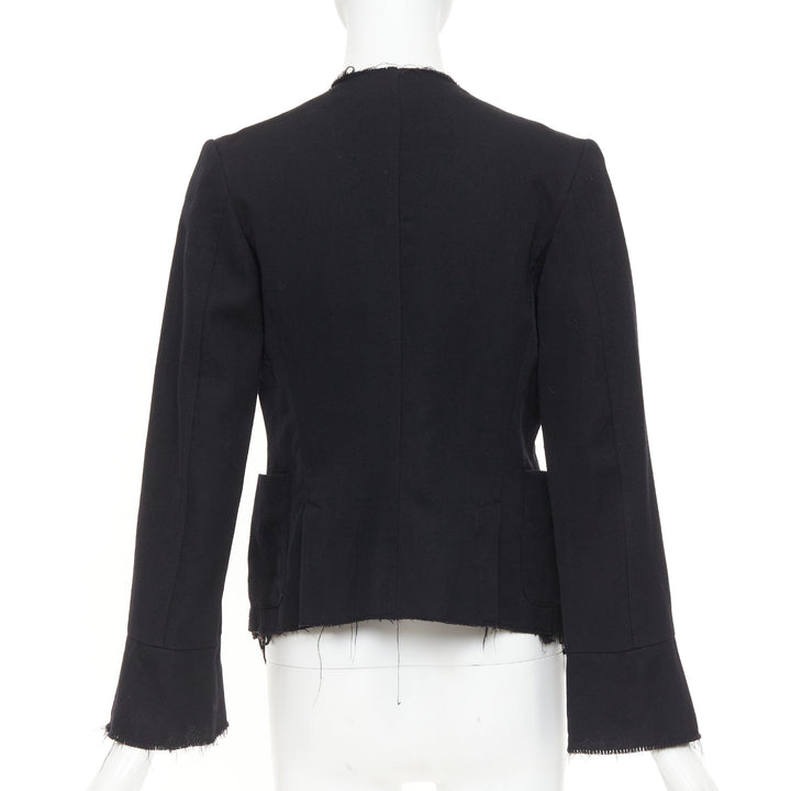 COMME DES GARCONS 2005 black wool lace mousseline open ruffle cropped jacket S