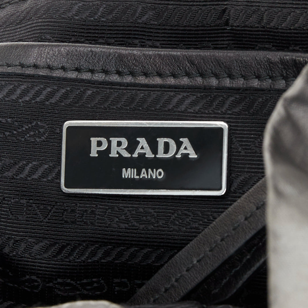 PRADA 2018 Runway New Vela metallic punk studded leather strap nylon backpack