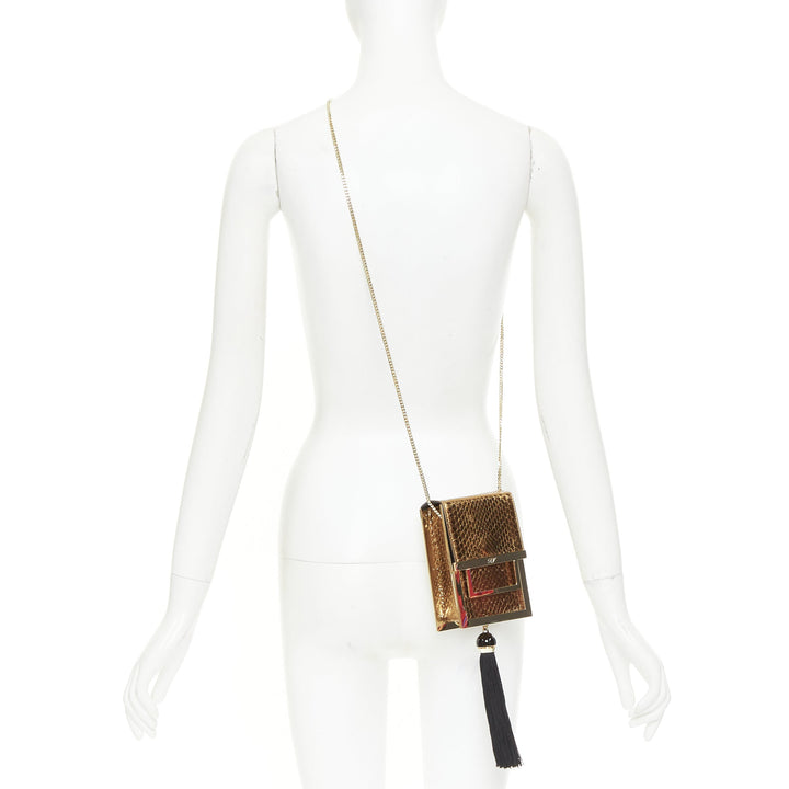 ROGER VIVIER 2017 Boite De Nuitmetallic gold envelope box tassel clutch bag