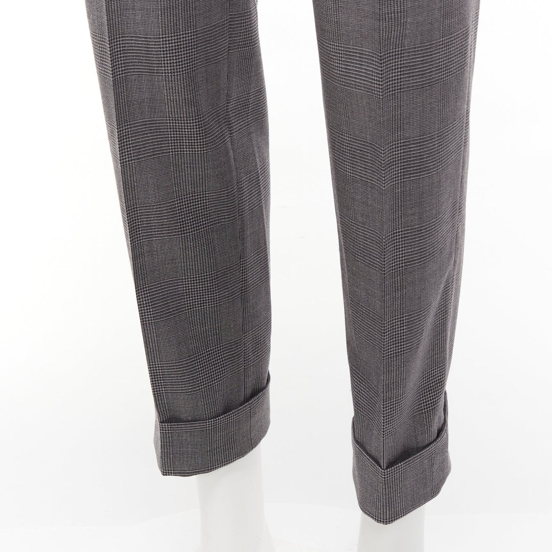 TOM FORD O'Connor grey houndstooth wool blend blazer pants suit set IT46 S