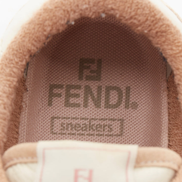 FENDI Match Low beige pink leather FF logo flat chunky sneakers EU35