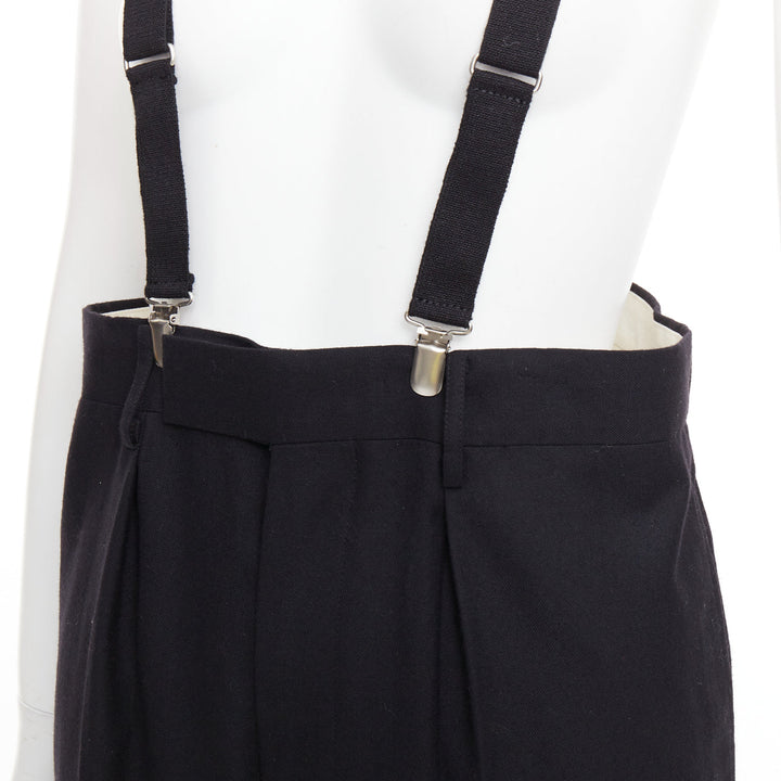 JUNYA WATANABE 2012 black wool suspender high waisted harem pants M
