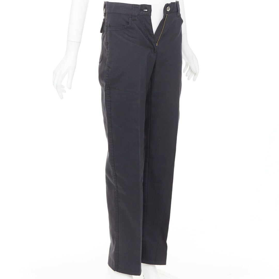 FENDI JEANS Vintage grey denim yellow logo tape flap pocket straight jean IT42 M