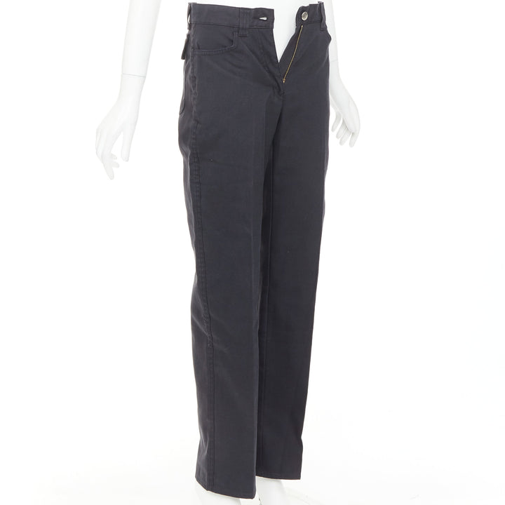 FENDI JEANS Vintage grey denim yellow logo tape flap pocket straight jean IT42 M