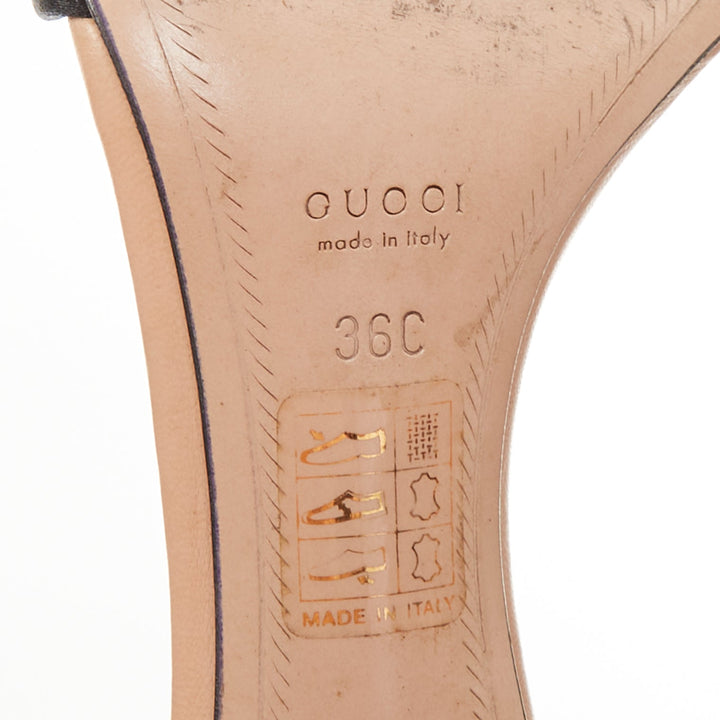 GUCCI 2004 Runway Tom Ford black satin lace up metallic bamboo sandals EU36C